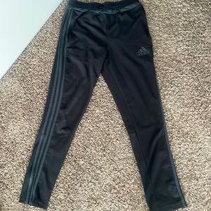 Adidas track pants ; BLACK AND GRAY